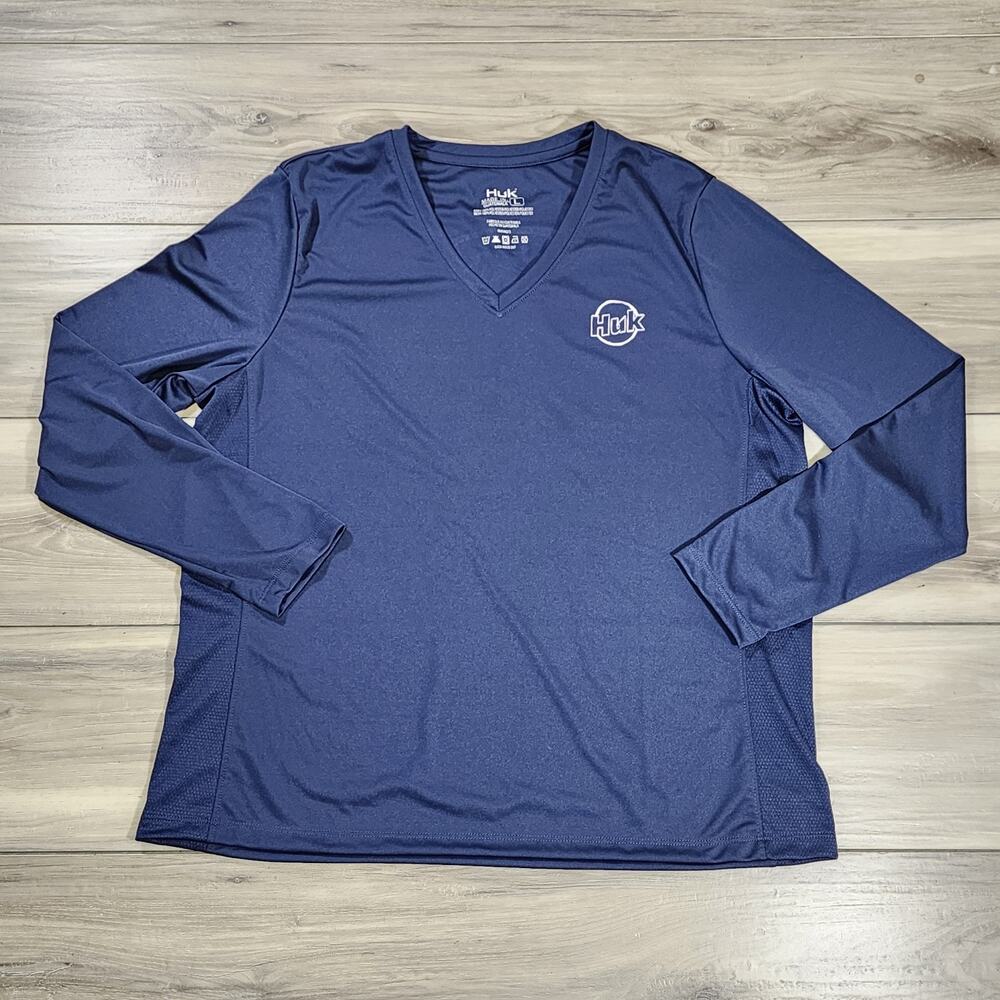 Huk T-Shirt Women's Large Navy Graphic Print Long Sleeve